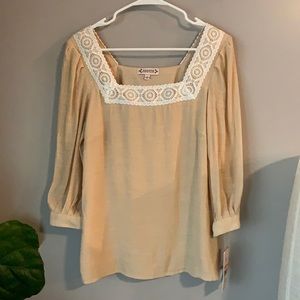 NWT Nanette Lepore Tan Peasant Top